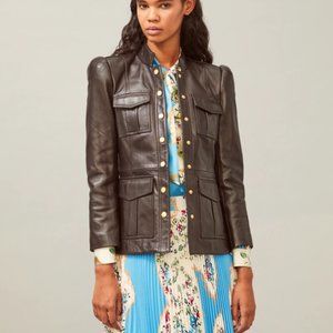 Tory Burch LEATHER SARGENT PEPPER JACKET size 6